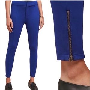 Anthropologie | The Essential Slim Blue Trouser Pant Zipper Leg Size 4